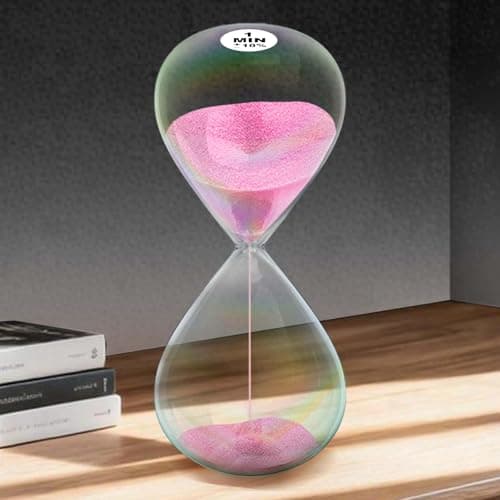1 Minute Sand Timer,1M Sand Clock Hourglass with Simple Biloba Puff Design, Sand Watch 1 Min Sandglass for Home,Desk,Office Decorative (Pink)