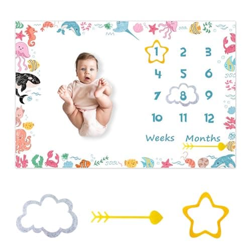 CSFOTO Alien UFO Baby Monthly Milestone Blanket Outer Space Theme