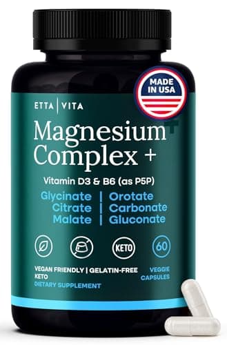 Magnesium Glycinate Complex for Women & Men - 500mg (7-in-1) with D3 & B6, Glycinate, Citrate, Malate, Taurate, Gluconate, Carbonate, & Orotate - Supports Sleep and Muscle Health [Oxide-Free] 60ct