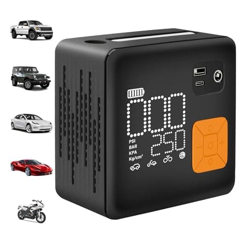 Portable Tire Inflator, 150PSI Fast & Cordless Air Compressor for Car Tires, Heavy Duty Portable Air Pump with LED Light, Digital Gauge, Auto Shut Off for Bikes, Motorcycles, Inflatables