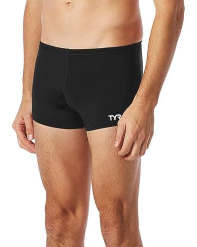 TYR Men's Durafast Elite Solid Square Leg Swim Suit (Black, 32)
