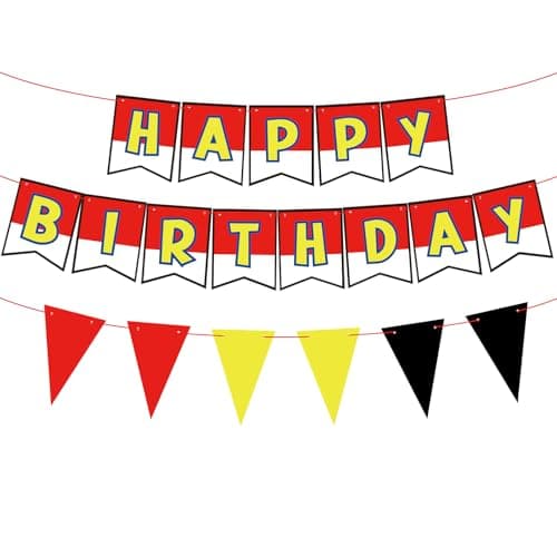 Red White Yellow Happy Birthday Decorations Cute Interesting Birthday Decorations Party Decoration Party Supplies Decoration Suitable for Boys Girls Baby Party Children