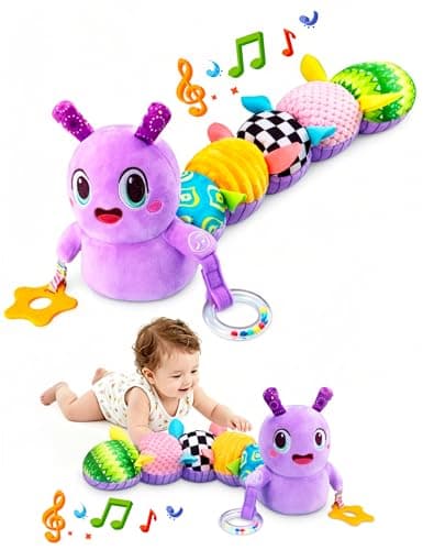 GoGonova Baby Sensory Caterpillar Toys 0-12 Months Plush Activity Toy