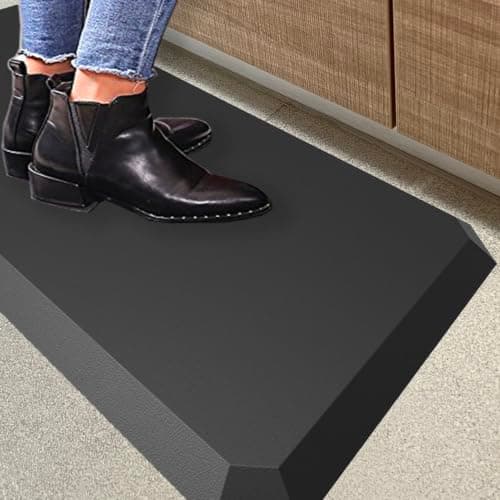 4/5 Inch Kitchen Mat Cushioned Anti Fatigue Rug Standing Desk Mats (Black)