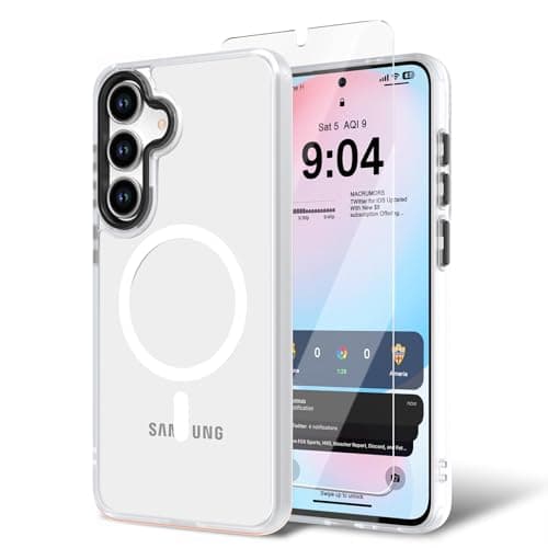 BPOASE for Samsung Galaxy S26 FE Case with Screen Protector, Compatible with Magsafe Shockproof Protection Ultra Slim Translucent Matte Phone Cover-Clear