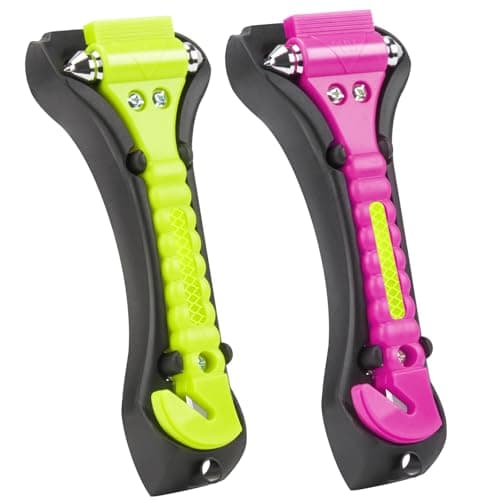 Cleverool Car Safety Hammer Window Breaker, 2-in-1 Emergency Escape Tool with Seat Belt Cutter for Women, Cute Pink&Green Safety Escape Hammer for Car, Family
