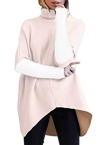ANRABESS Women Oversized Turtleneck Sweater Batwing Tunic Tops Fall Outfits