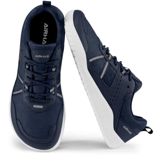 AIRHAS Men's Barefoot Shoes Zero Drop Breathable Gym Shoes for Men Minimalist Shoess(Navy, 8.0W)