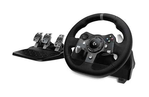 Logitech G920 Driving Force Racing Wheel and Floor Pedals, Real Force Feedback, Stainless Steel Paddle Shifters, Leather Steering Wheel Cover for Xbox Series X|S, Xbox One, PC, Mac - Black