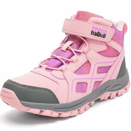 R CORD Girls Hiking Boots Kids Hiking Boots Waterproof Outdoor Ankle Boots Anti-Slip Walking Boots Girls Hiking Shoes Pink 11 Little kid