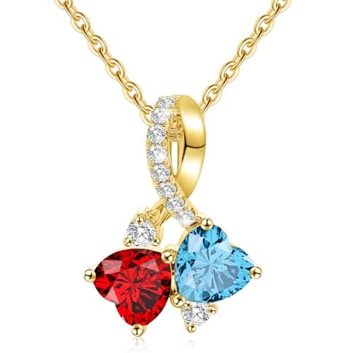 Btysun December Birthstone Necklace, Garnet Necklace Stocking Stuffers for Wife Mom January Birthday Gifts for Women Dainty Gold Necklaces Turquoise Garnet Anniversary Christmas Jewelry