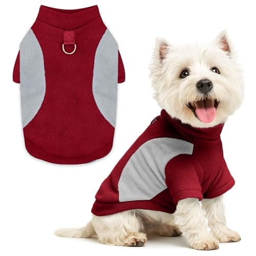 SEHFKKD Small Fleece Dog Sweater with Leash Ring Soft Warm Fall Winter Dog Clothes Cute Cat Apparel Puppy Sweaters Classic Pullover Doggy Sweatshirts Chihuahua Costumes Cat Outfits(Red,XS)