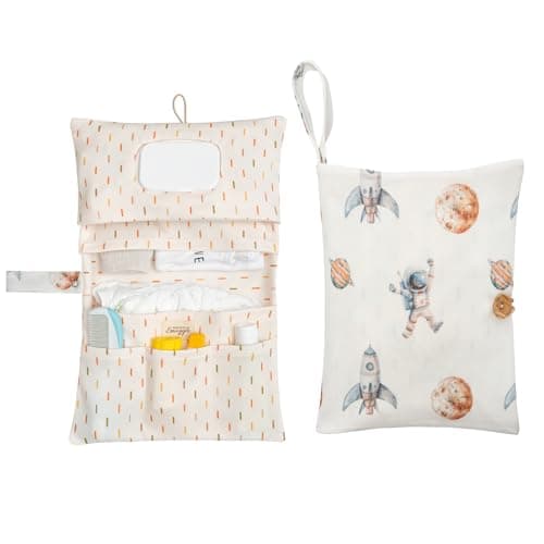 MAISON Snuggle Baby Diaper Bag Organizer, Portable Baby Essentials Storage Pouch for Parents and Caregivers, Organizer Insert for Stroller and Handbag, Machine Washable (Space)