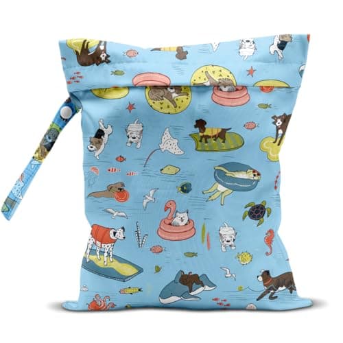 Dog Diaper Bag Reusable Wet Dry Bag for Swimsuit Towels Pool Diapers Dirty Yoga Gym Clothes Beach Vacation Essentials Dog Gifts for Owner Women Men Cute Dog Waterproof Wet Bags Travel Laundry Bags