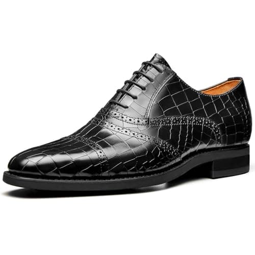 Jepsen Gord Men's Black Cowhide Alligator Print Cap Toe Oxford