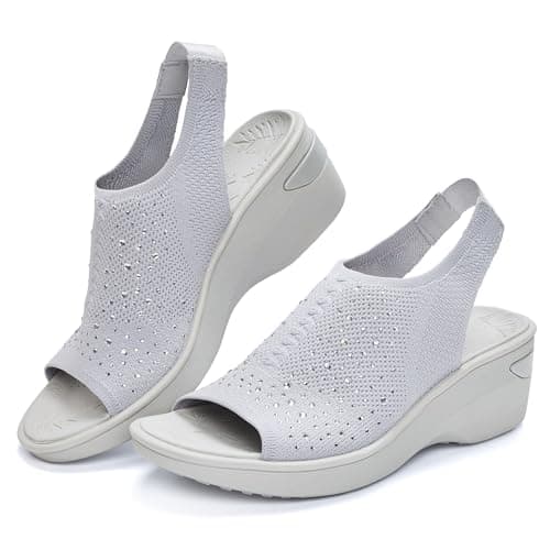 BEMIRO Women Wedge Walking Sandals Comfortable Arch Support Summer Shoes