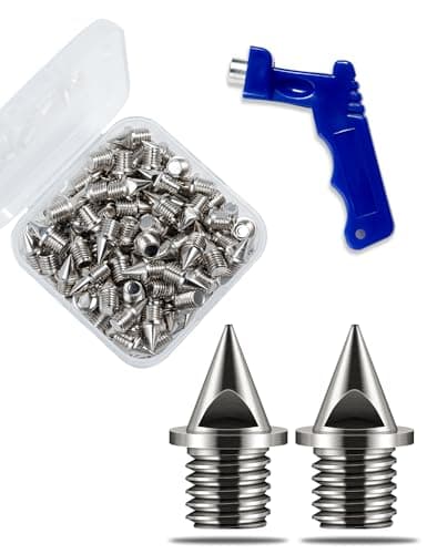ParaDance 1/4 Inch Track Spikes for Track Shoes Replacement Pyramid Spikes for Cross Country Sprint Running Athletics high Jump Track and Field Accessories with Wrench Storage Case, Silver 120Pcs