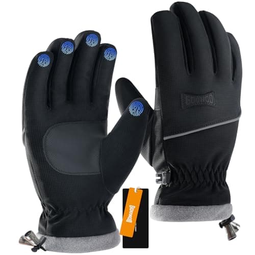 Winter Gloves for Women Men, Thermal Insulated Waterproof Windproof Cold Weather Gloves, Touch Screen Compatible, Non-Slip Grip for Running, Driving, Cycling, Hiking (Black, XL -Female / L -Male)