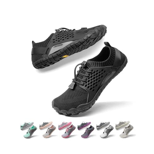 NORTIV 8 Womens Barefoot Water Sports Shoes - Outdoor Athletic Pool Swim Hiking Aqua Shoes, Black - 5.5 (Treklady-2)