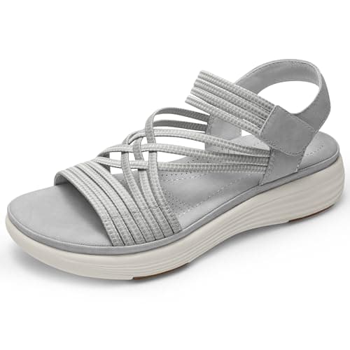 Vilanva Women's Comfortable Walking Sandals with Elastic Strap Light Weight Casual Summer Sandals for Trendy Footwear