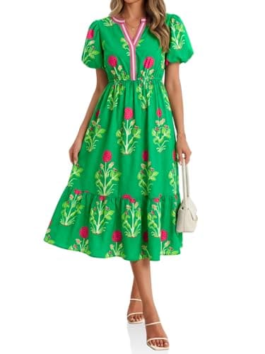 Cicy Bell Womens Summer Floral Print Maxi Dress V Neck Beach Boho Dresses
