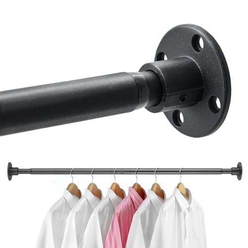 Closet Rods, 28-92 inch Adjustable Size, Screw Fixing Connection, for Closet Wardrobes Laundry RV, Black