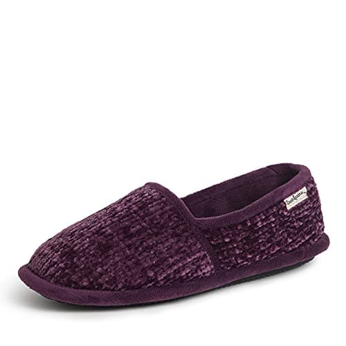 Dearfoams womens Chenille Closed Back Slipper, Aubergine, Large US