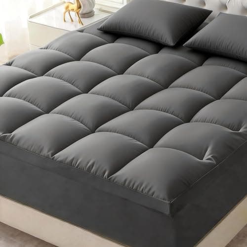 Thick Mattress Topper Queen with Deep Pocket, Extra Pillow Top Mattress Pad, Breathable & Cooling Mattress Cover, Fits 8-21 Inch, Soft Support for Back Pain Relief, Mattress Protector (Queen, Gray)