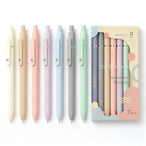 Vanhench 7Pcs 0.5 mm Black Ink Gel Pens Fine Point Smooth Writing Quick Dry Pen for Nurses Teacher Journaling Note Office Desk School Gift, Nice Cute Multifunction Writing Pens with Fidget Stress Ball