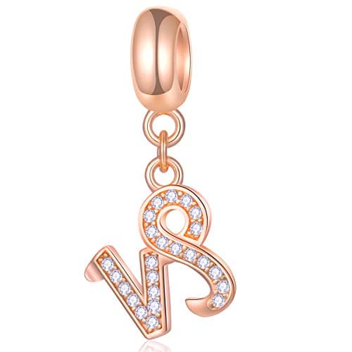 Capricorn Zodiac Sign Charms fits Pandora Bday Bracelet – Rose Gold 925 Sterling Silver Necklace Pendant, 12 Horoscope Constellation Dangle CZ Beads, Gifts for Mothers Day/Birthday