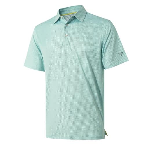 Men's Golf Shirts Dry Fit Short Sleeve Print Performance Moisture Wicking Patterned Polo Shirt for Men