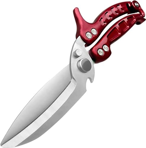 Kitchen Scissors, Poultry Shears Heavy Duty, Stainless Steel Kitchen Scissors for Turkey, Chicken, Thanksgiving, Christmas Day(Burgundy)