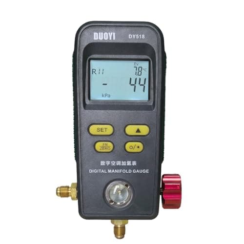 VIVANTECH Digital Refrigerant Manifold Gauge with 93 Refrigerant Databases, HVAC Pressure Gauge for Leak Testing, Backlit LCD, HVAC Diagnostic Tool