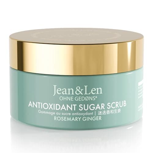 Jean & Len Antioxidant Salt Scrub Rosemary & Ginger, for a fragrant cleansing experience, with rich oils, minimalistic jar, salt scrub without parabens & silicones, 10.58 Fl. Oz.