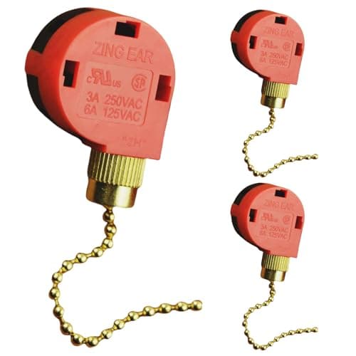 Txelegant Zing Ear ZE-268S1 Pull Chain Switch 3 Speed 4 Wire 125V 6A 250V 3A Repair Kits Replacement Rotary Control Fit for Ceiling Fans Antique Wall Lights Cabinet Lamps 2PCS