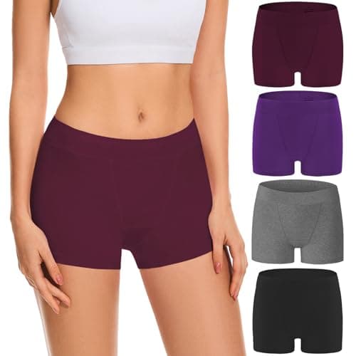 Migbean Cotton Underwear Women Boy Shorts Panties Soft Boxer Briefs Under Short Underwear 4 Pack Multi-color XXL