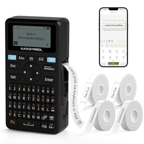 SUPVAN E11 Keyboard & Bluetooth Label Maker Machine with 4 Tapes, Black