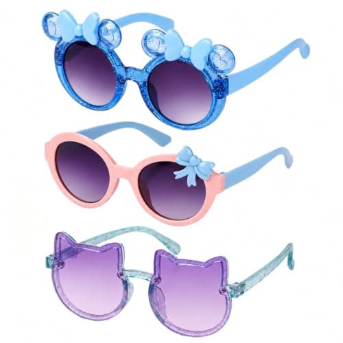 yeabwps 3 Pairs Cute Sunglasses for Toddler Girls Age 3-12 (Blue)