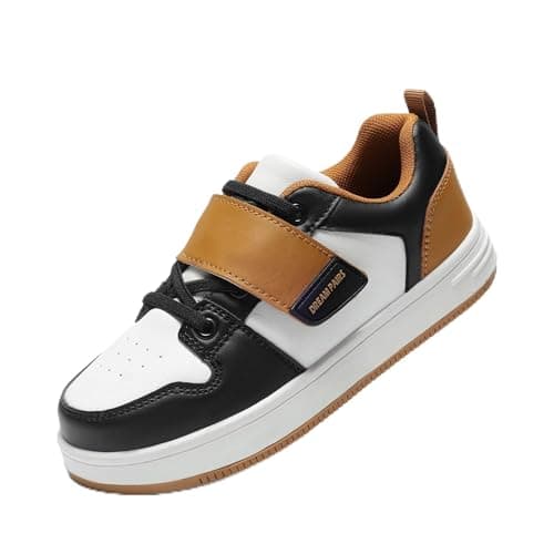 DREAM PAIRS Boys Girls Sneaker Low Top Basketball Shoes Kids LilLegends AlleyBall Walking Shoes for Sport Outdoor School,Size 2 Little Kid,Black/Brown,SDFS2420K