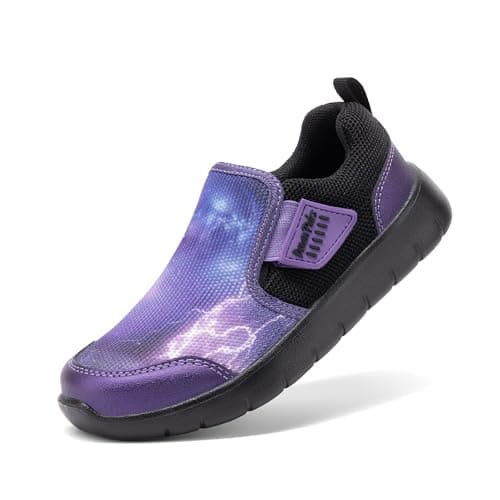 DREAM PAIRS Boys Girls Shoes Kids Slip on Tennis EZ-Ons MightyMovers Running Athletic Barefoot Zero Drop Sports Sneakers,Size 11 Little Kid,Dark Purple,Luca