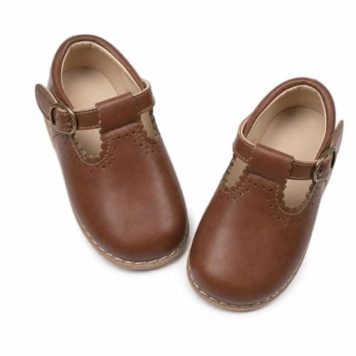 ISINSER Toddler Girls Dress Shoes Mary Jane Flats Shoes Party School Uniform Oxford Shoes