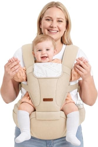 Baby Carrier with Hip Seat, 6-in-1 Newborn to Toddler, 7-44 lb, Khaki