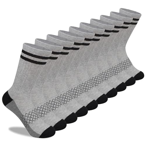 Comfoex 10 Pairs Boys Crew Socks for 4-6 6-8 8-10 Years Old - Athletic Calf Long Half Cushioned Cotton Socks for Kids