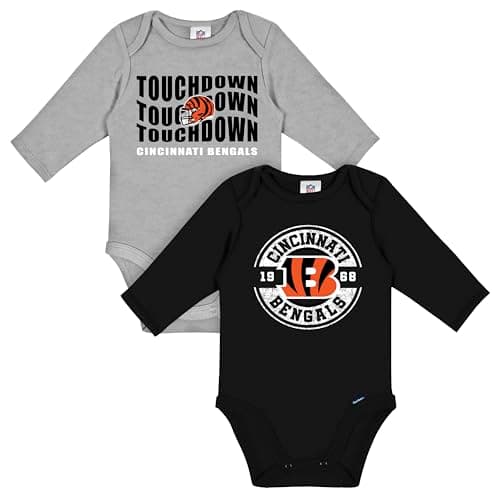 Gerber Baby NFL 2-Pack Long Sleeve Onesie Bodysuit, Bengals, 18 Months