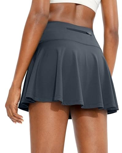 SANTINY Pleated Tennis Skirt with 4 Pockets_Dusty Blue_XS