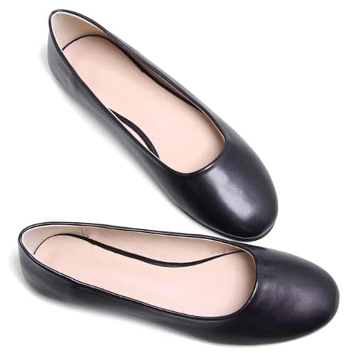 SAILING LU Womens Round Toe Shoes Dressy Ballet Flats Black 40(8.5)