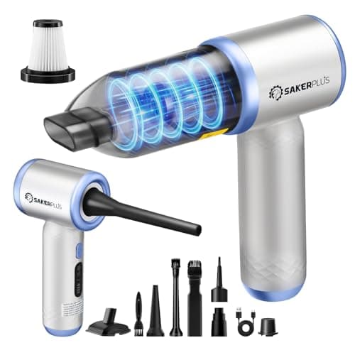 SakerPlus Mini Vacuum Cleaner, 3 in 1 Cordless Handheld Vacuum Cleaners, 18000Pa High Power Car Vacuum Cleaner with Brushless Motor,Adjustable Car Vaccum Portable Cordless for Cars,Desktop-Blue