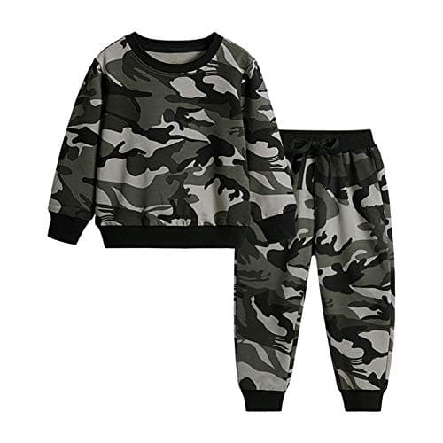 Mud Kingdom Toddler Boys Jogger Sets Long Sleeve Camo Gray Casual 2T