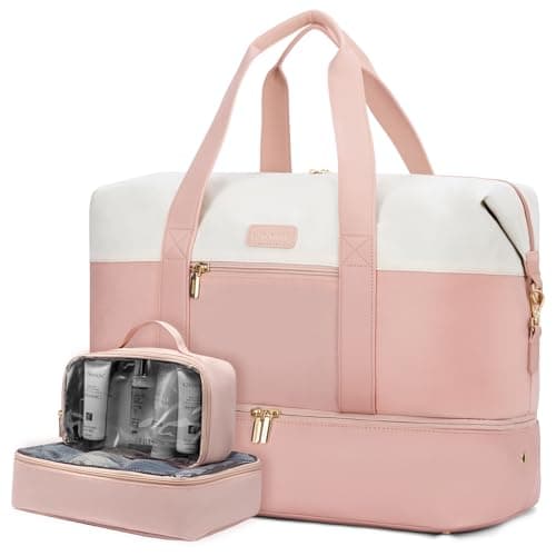 LOVEVOOK Weekender Bag, Large Travel Duffel Bag for Women with 14 Packing Cubes, Carry on Overnight Bag with Shoe Compartment, Mom Hospital Bags for Labor and Delivery