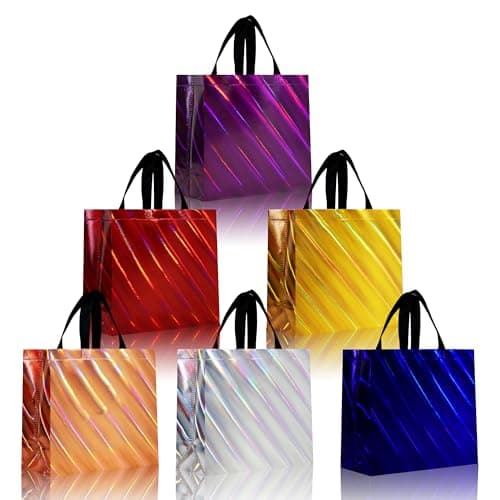 cabzymx Non Woven Reusable Gift Bags Bulk 18 Pack - Sturdy Gift Bags with Handles for Events & Parties - Eco Friendly Goodie Bags (Multicolor 12.6" L x 4.7" W x 11" H)